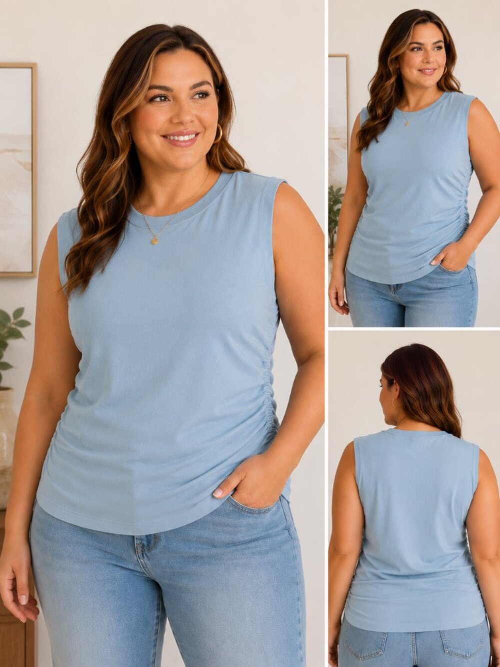 NWT Cider Sleeveless Muscle Tank Top Light Blue Size 3XL Plus Size